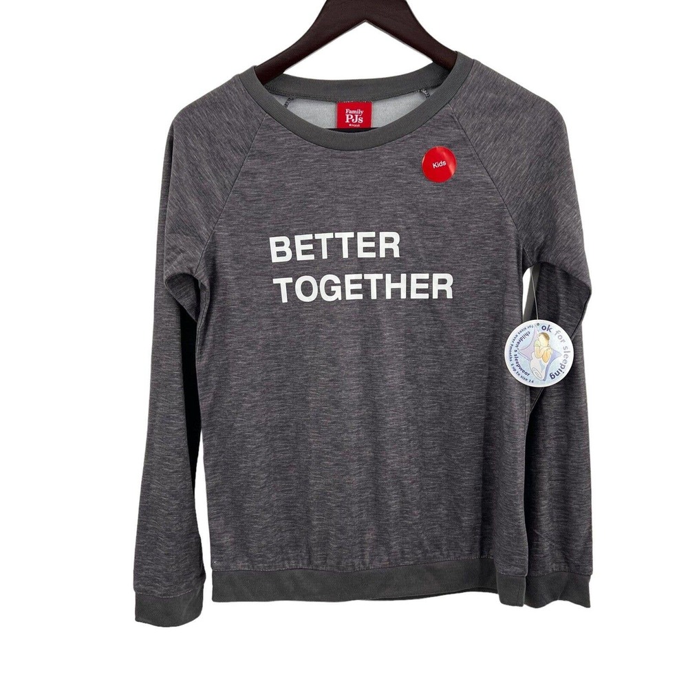 Family PJs Better Together Gray Pajama Top Kids 14 New